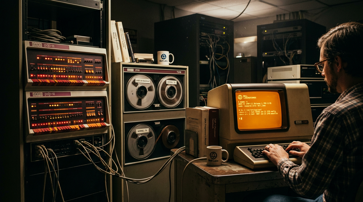 Unix V4 — 1970s PDP-11 terminal emulator